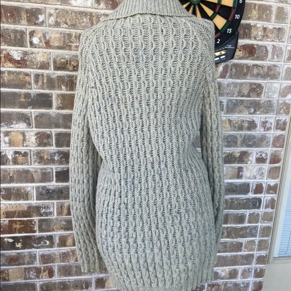 Vintage wool thick Ireland Chunky cableknit Fisherman shacket Sweater ca… - Picture 8 of 9